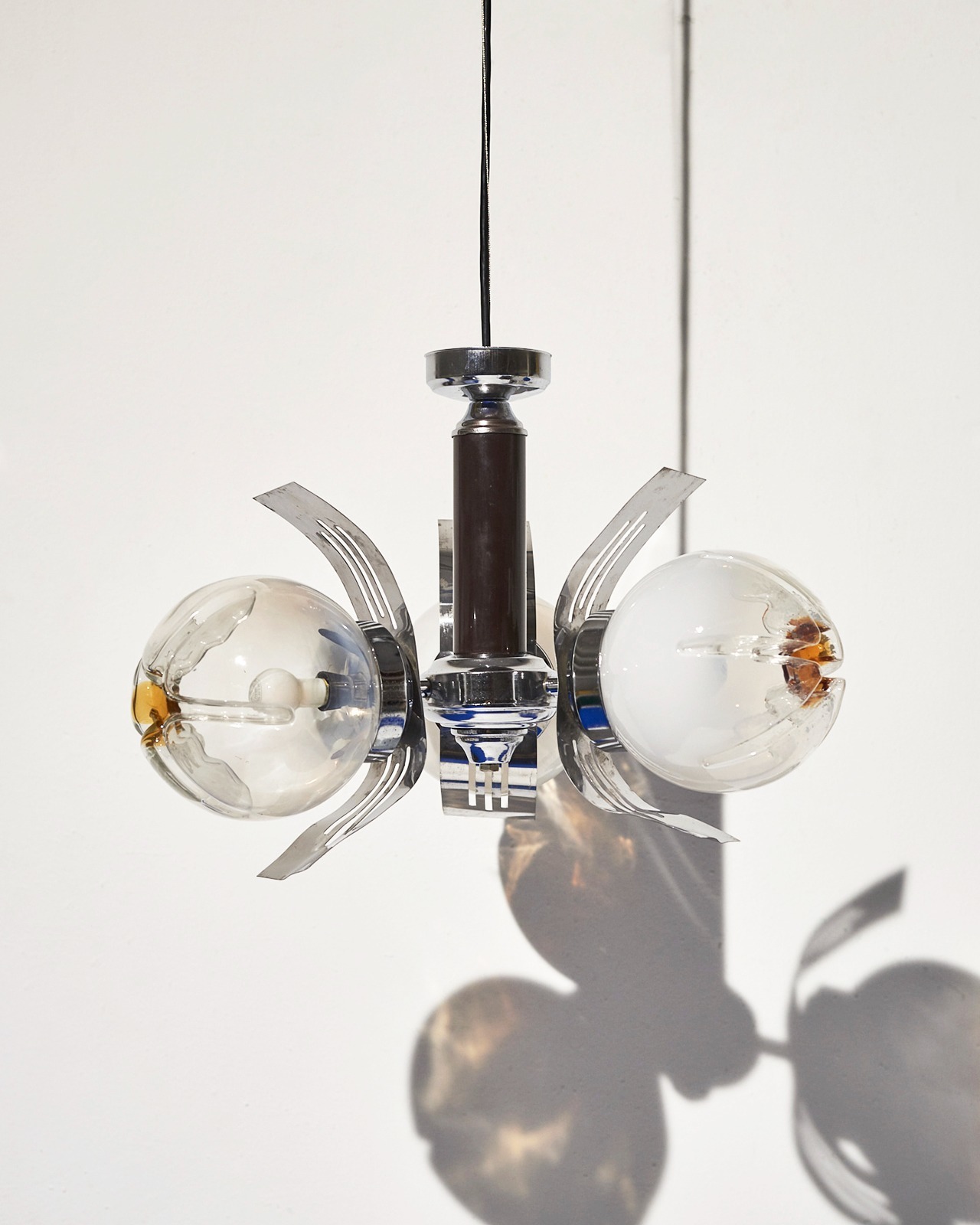 #1300 / Murano Glass 3-globe Chandelier / Pendant Lamp