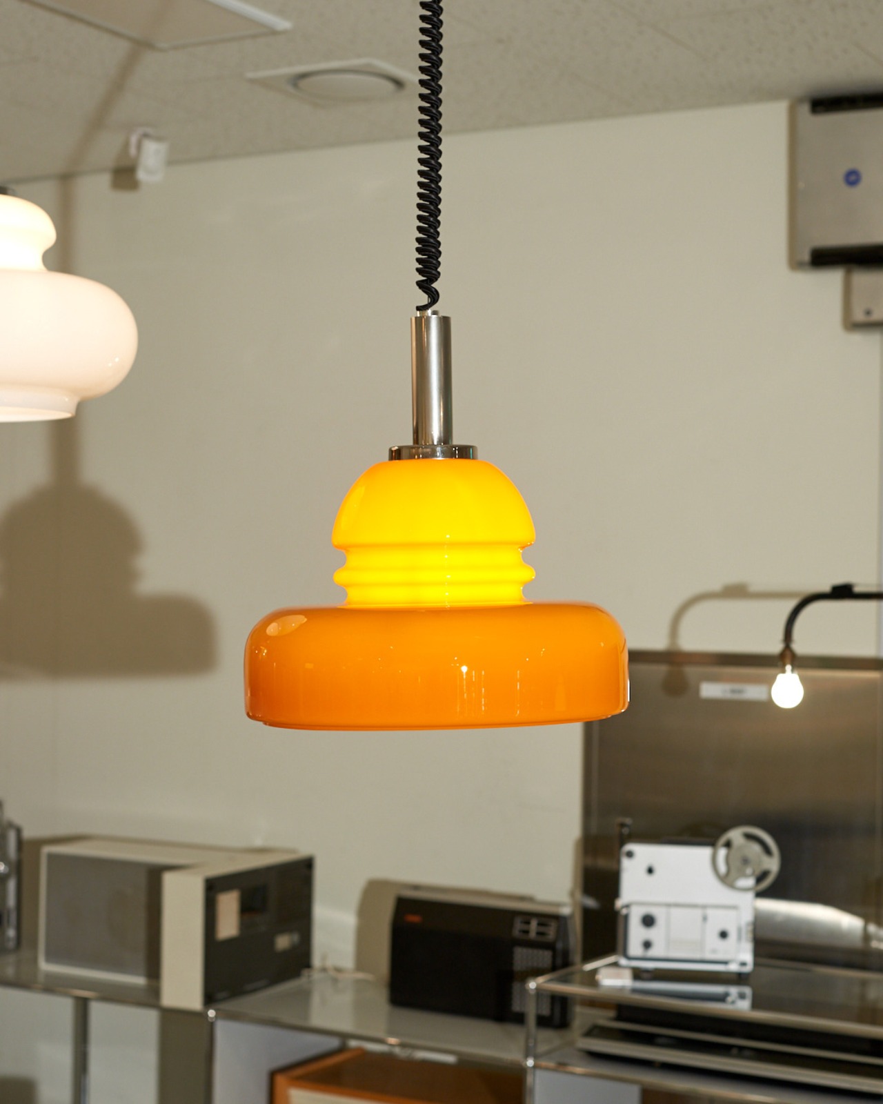 #11153 / Chrome Glass Pendant Lamp (orange)