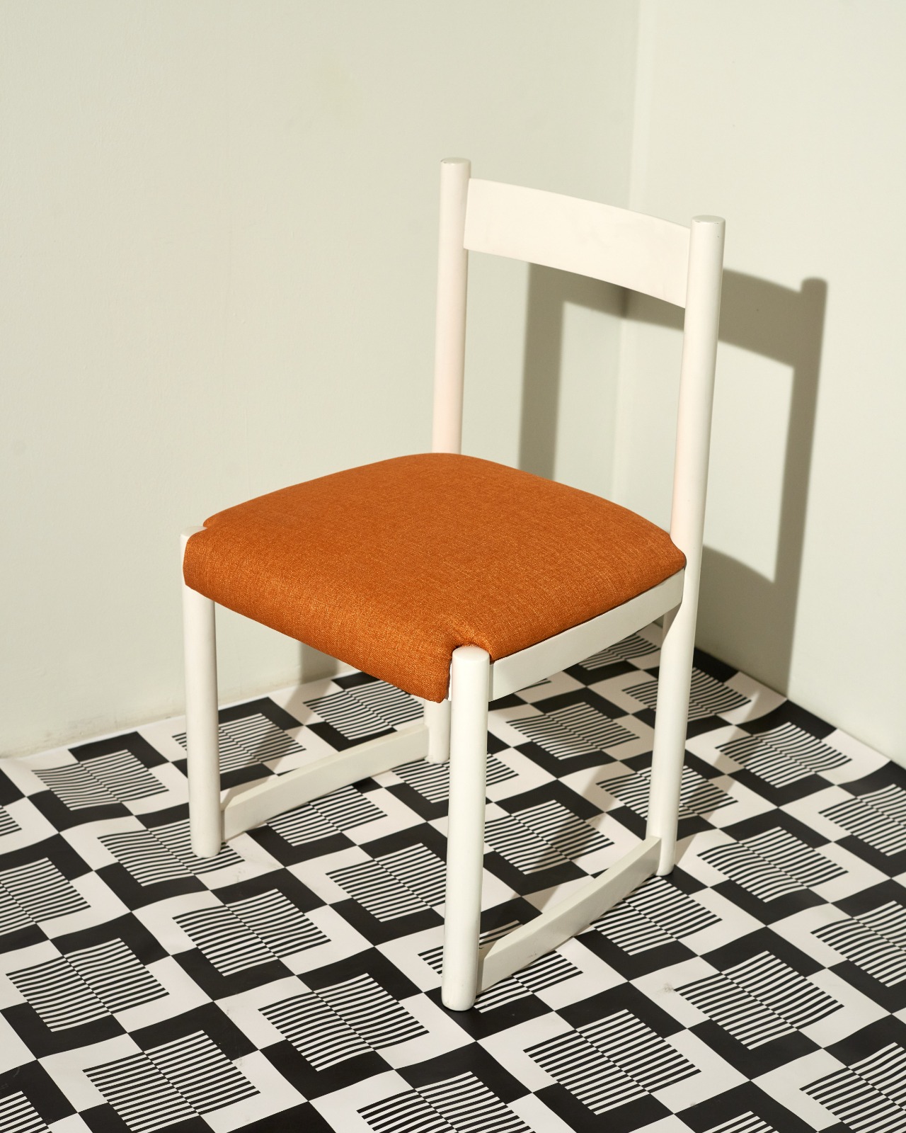 Wooden Frame Orange Seat Chair